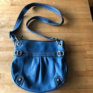 Fossil Vintage Blue Genuine Soft Leather Women Crossbody Bag Handbag Purse